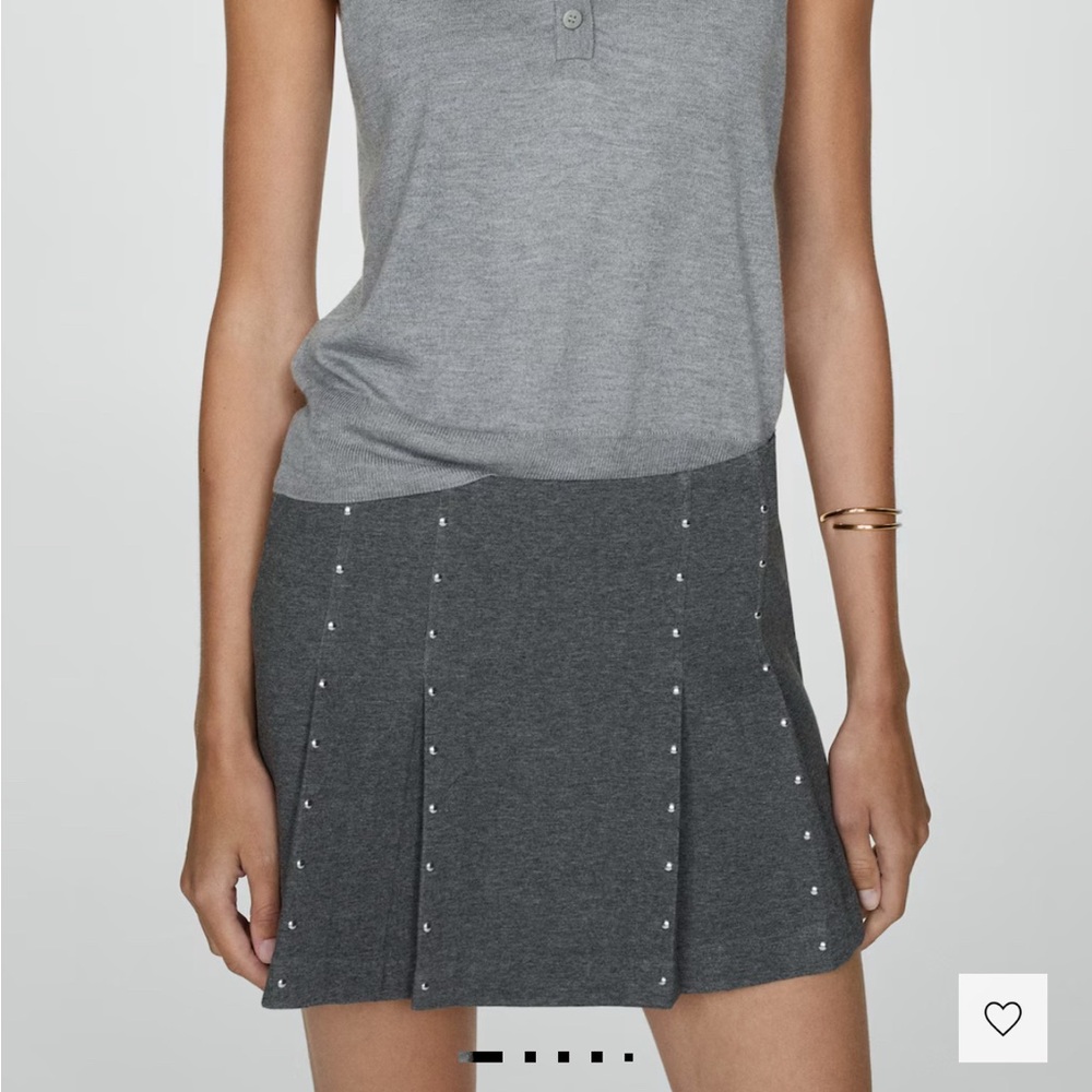 Mango Dark Gray Mini Skirt with Stud Accents